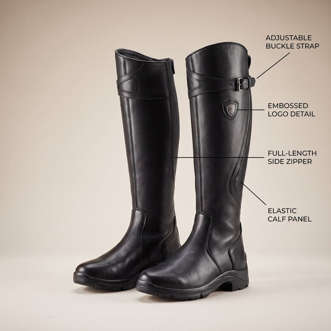 Juniper | Women's Leather-Look Knee High Riding Boots with Buckle