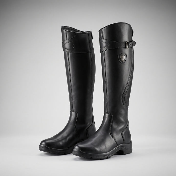 Juniper | Women's Leather-Look Knee High Riding Boots with Buckle