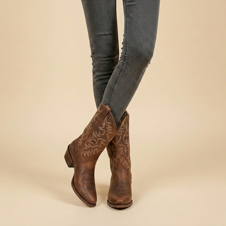 Juniper | Women's Western Cowgirl Boots Embroidered Mid Calf