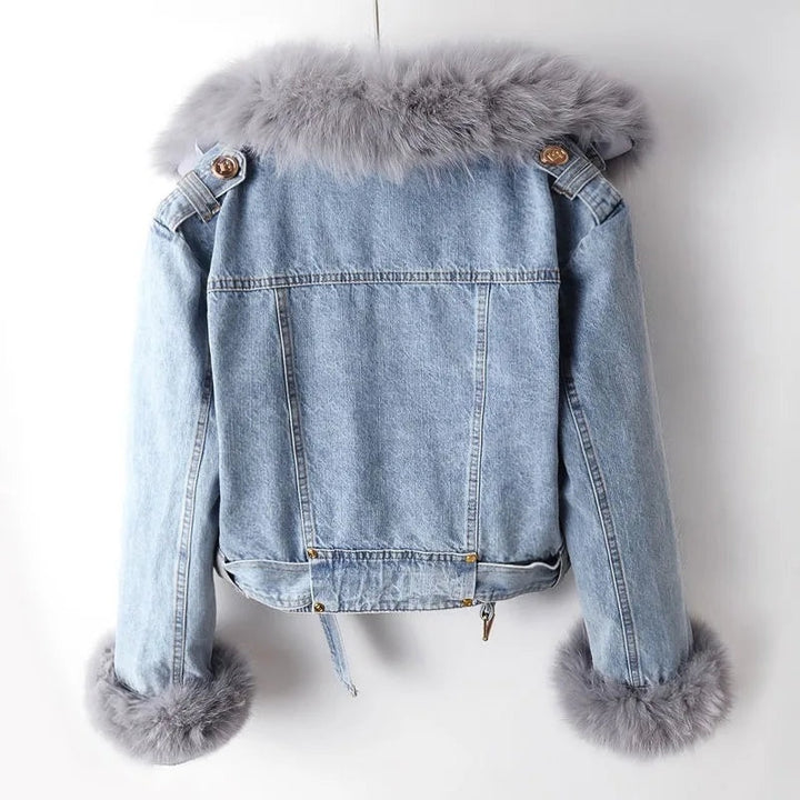 Kim | Denim Jas Dames Bontrand Kort Winter