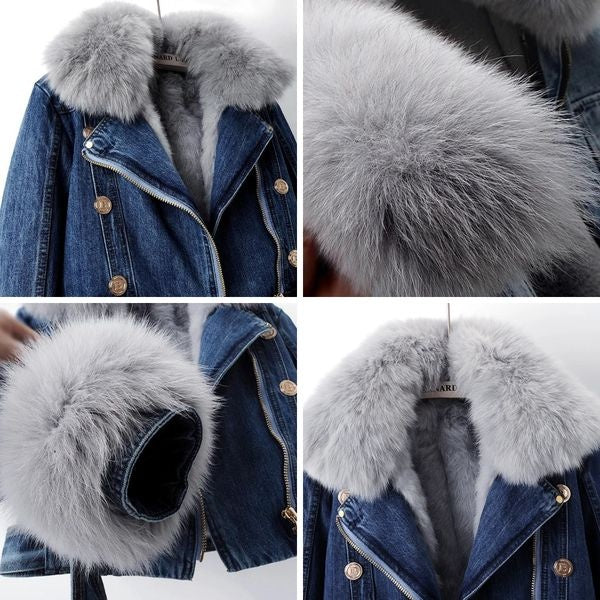 Kim | Denim Jas Dames Bontrand Kort Winter