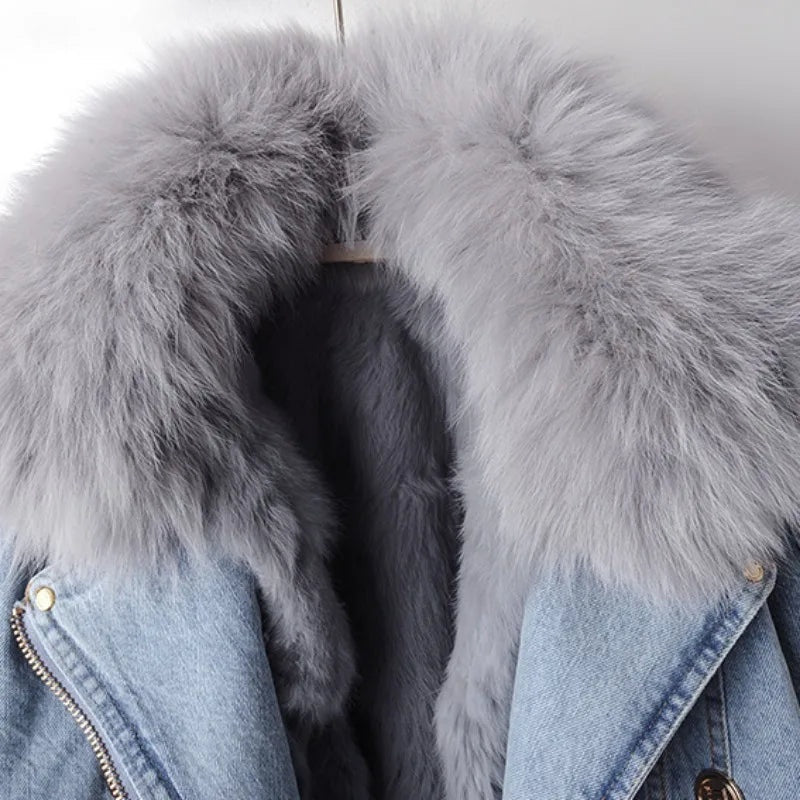 Kim | Denim Jas Dames Bontrand Kort Winter