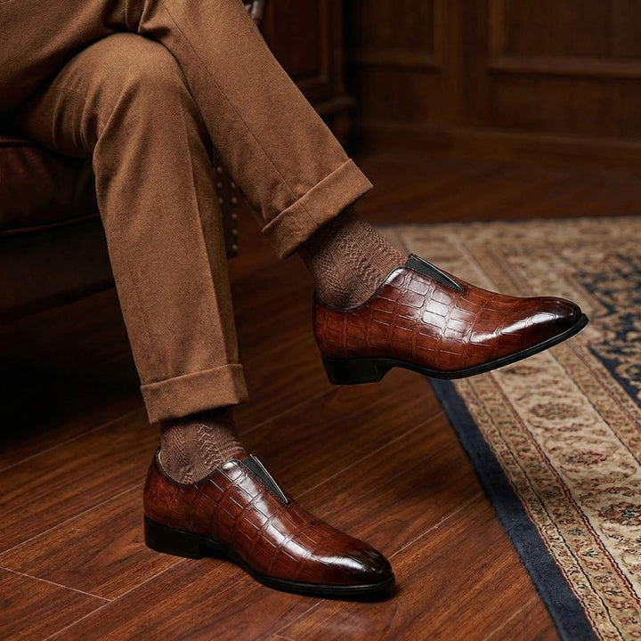 Koen | Penny Loafers Heren Leer Croco Oxford Instapper