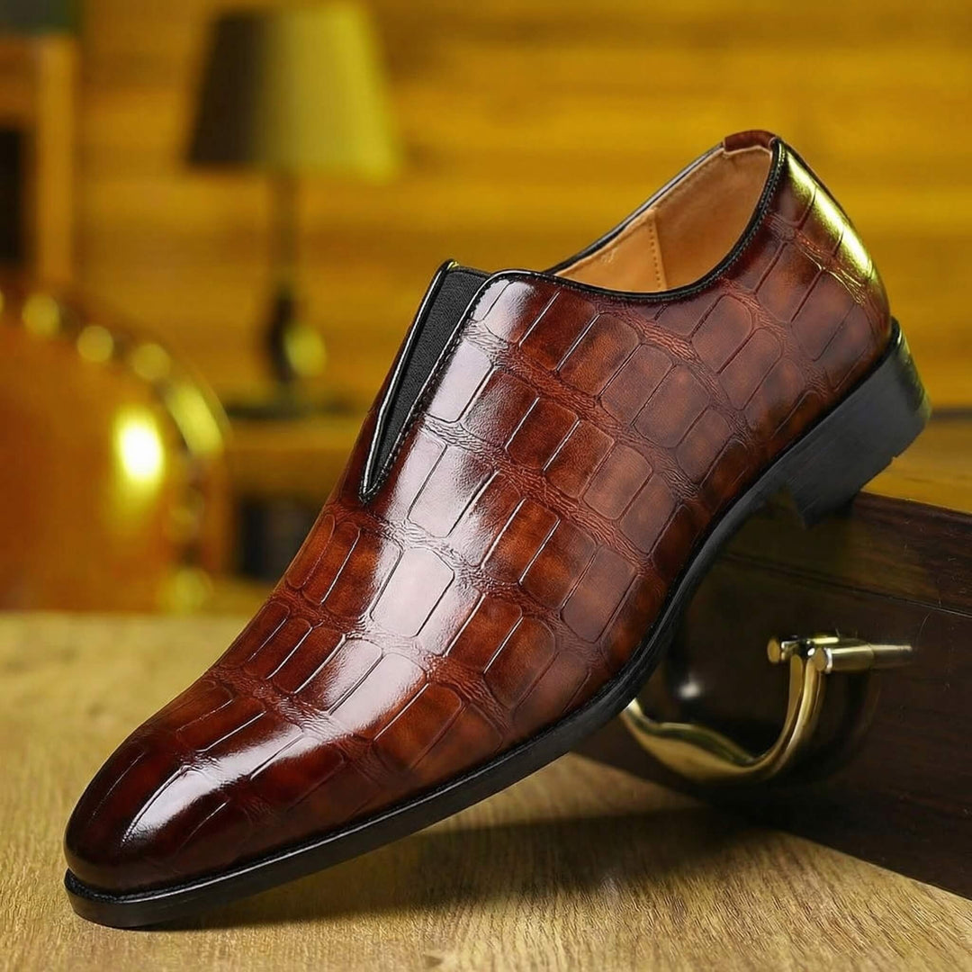 Koen | Penny Loafers Heren Leer Croco Oxford Instapper