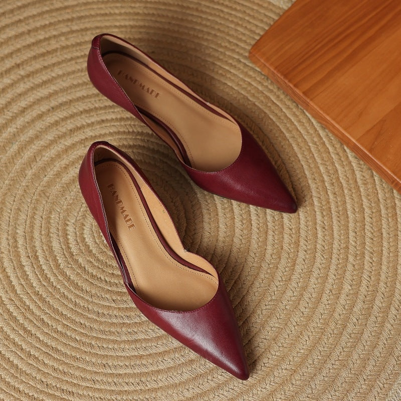 Lara | Pumps Dames Echt Leer Spitse Neus Kittenhak