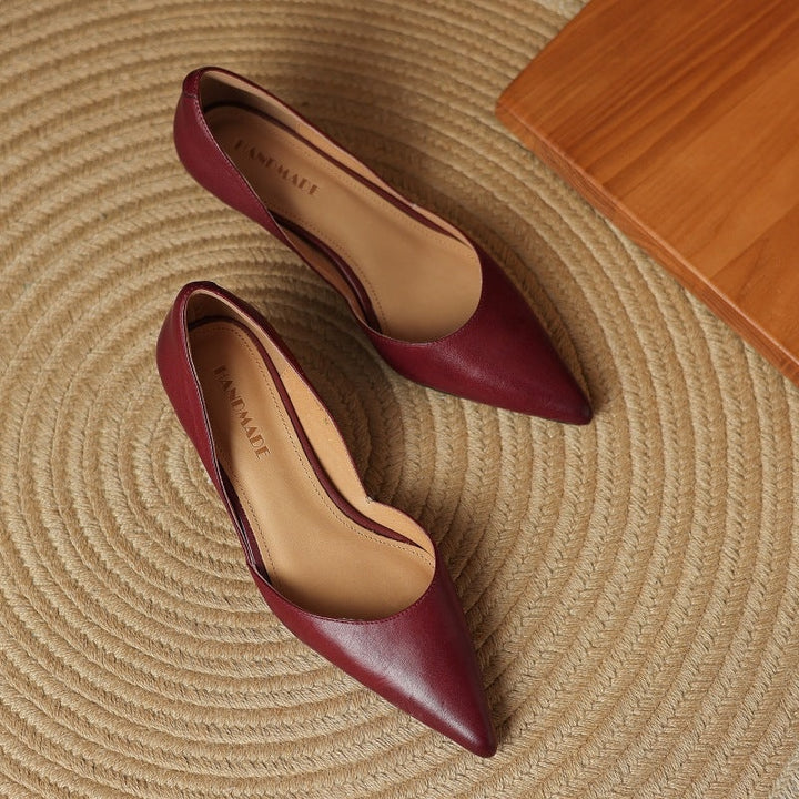 Lara | Pumps Dames Echt Leer Spitse Neus Kittenhak