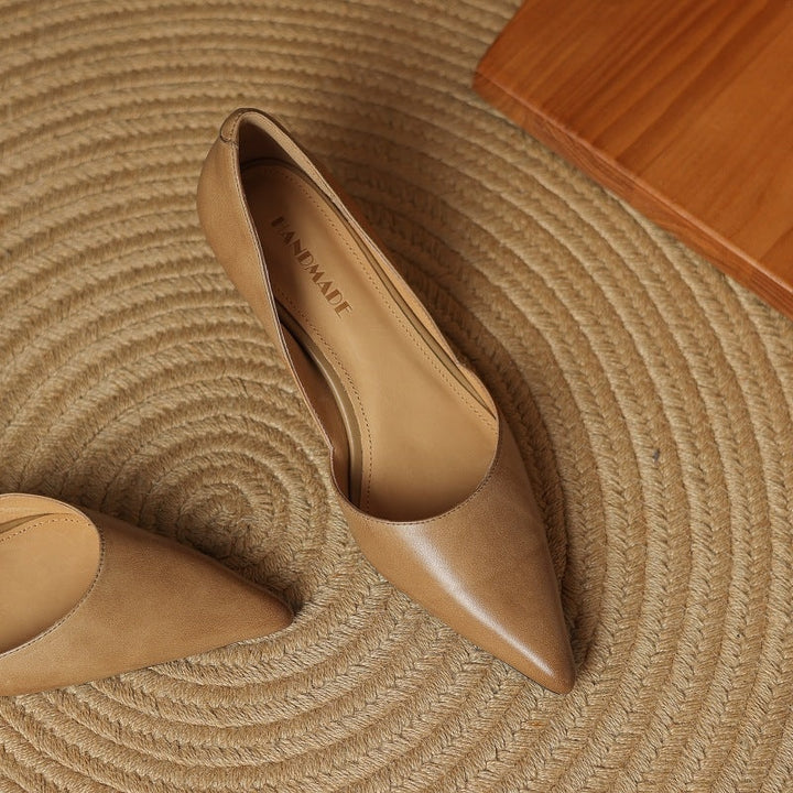Lara | Pumps Dames Echt Leer Spitse Neus Kittenhak