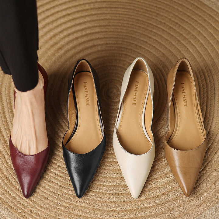 Lara | Pumps Dames Echt Leer Spitse Neus Kittenhak