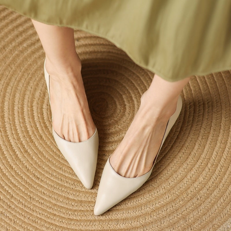 Lara | Pumps Dames Echt Leer Spitse Neus Kittenhak