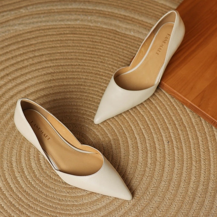 Lara | Pumps Dames Echt Leer Spitse Neus Kittenhak