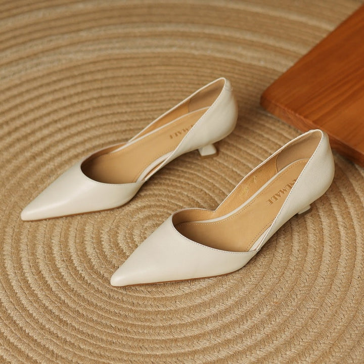 Lara | Pumps Dames Echt Leer Spitse Neus Kittenhak