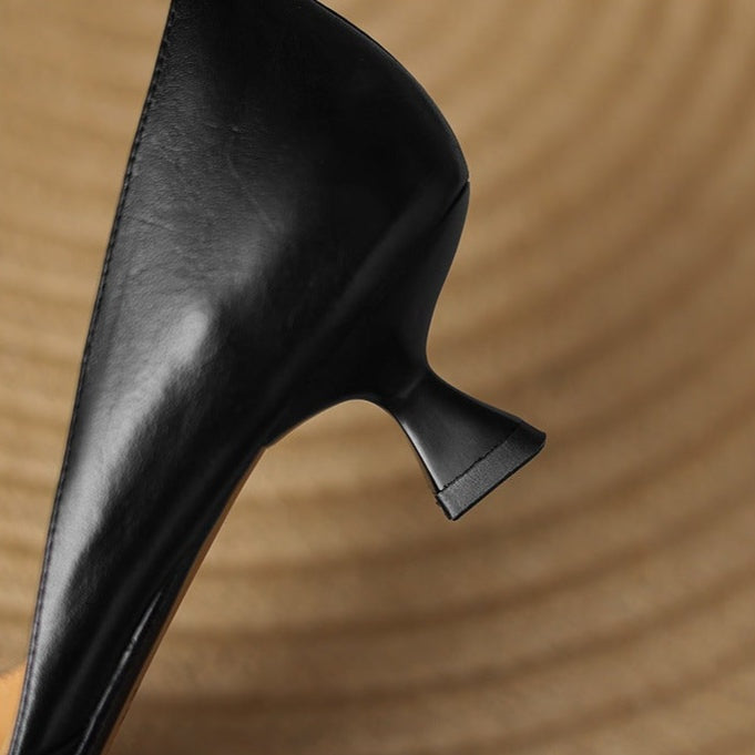 Lara | Pumps Dames Echt Leer Spitse Neus Kittenhak