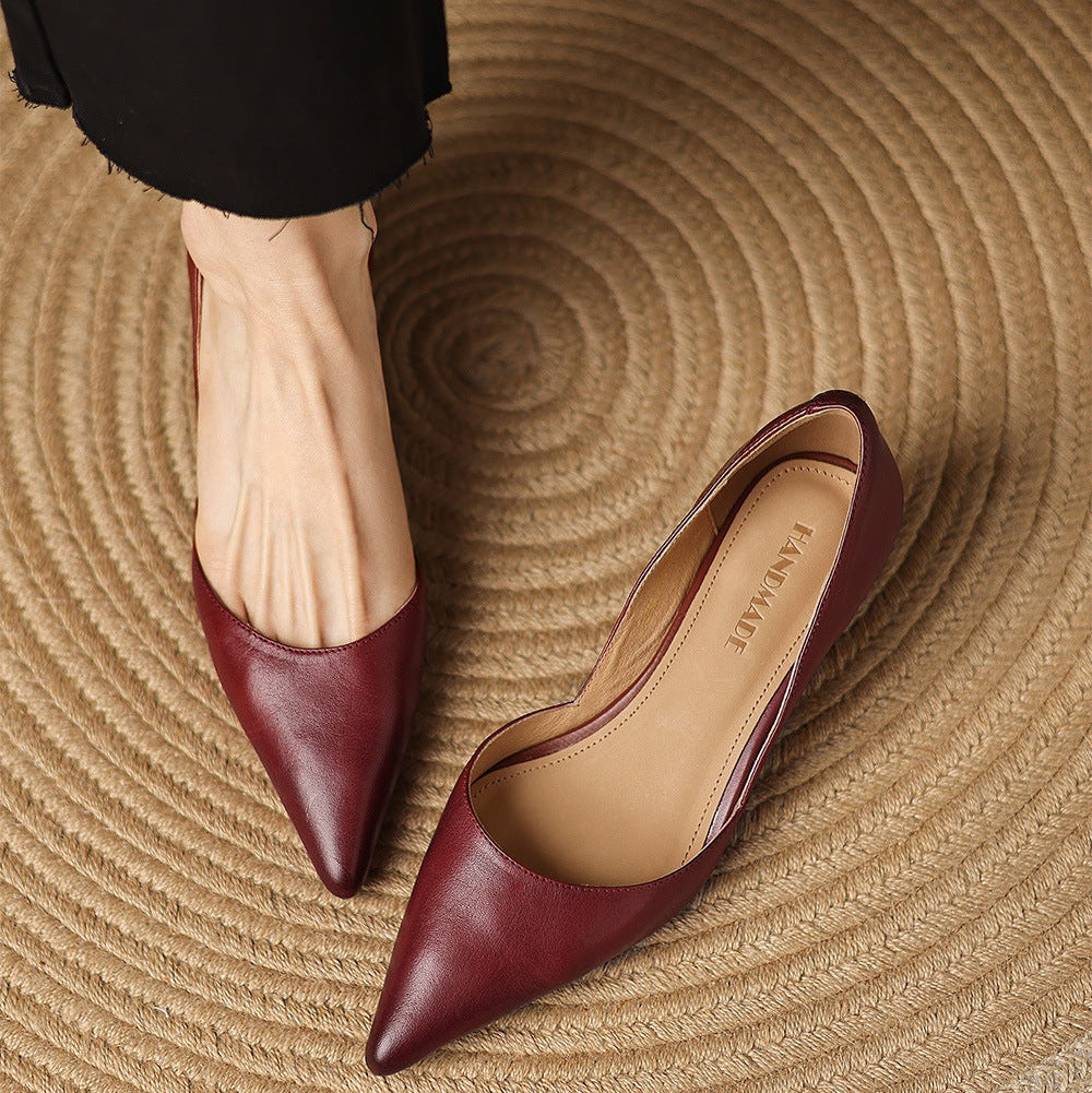 Lara | Pumps Dames Echt Leer Spitse Neus Kittenhak