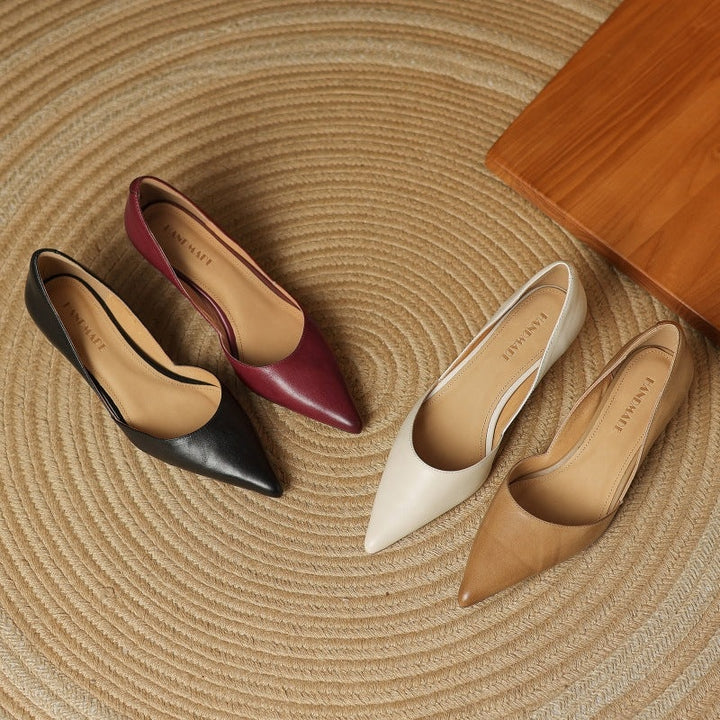 Lara | Pumps Dames Echt Leer Spitse Neus Kittenhak