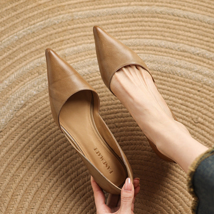 Lara | Pumps Dames Echt Leer Spitse Neus Kittenhak