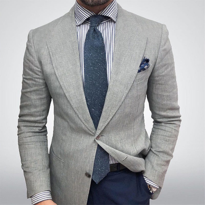 Lars | Colbert Heren Getextureerd Slim Fit Zakelijk