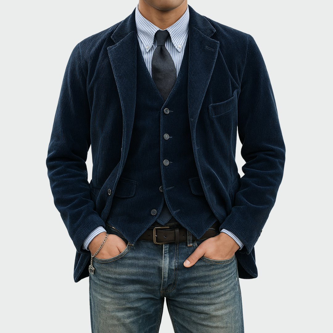 Lars | Colbert Heren Ribfluweel met Gilet Smart-Casual