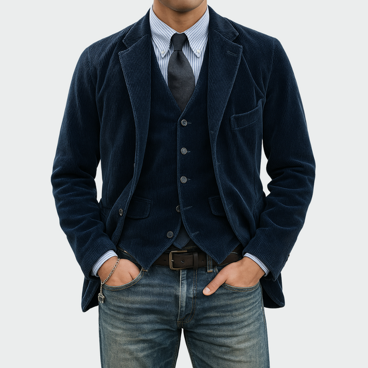 Lars | Colbert Heren Ribfluweel met Gilet Smart-Casual