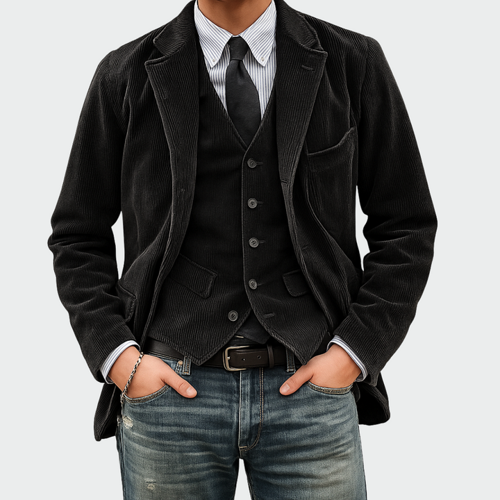 Lars | Colbert Heren Ribfluweel met Gilet Smart-Casual