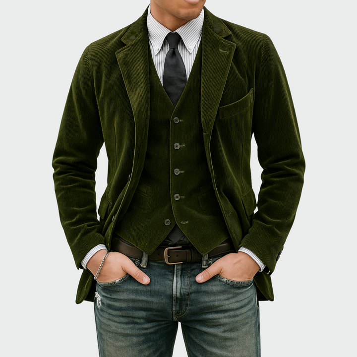 Lars | Colbert Heren Ribfluweel met Gilet Smart-Casual