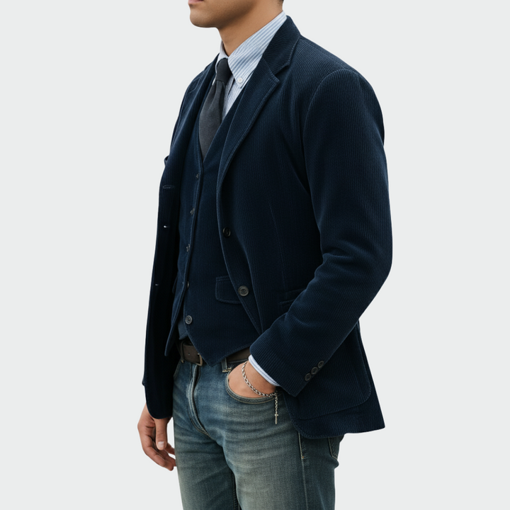 Lars | Colbert Heren Ribfluweel met Gilet Smart-Casual