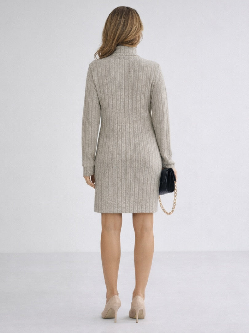 Lavinia | Women's Ribbed Knit Turtleneck Sweater Dress