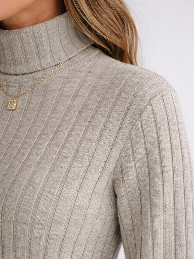 Lavinia | Women's Ribbed Knit Turtleneck Sweater Dress