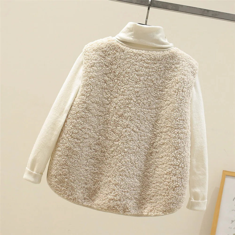 Lavinia | Women's Sherpa Button Front Cardigan Vest with Pockets