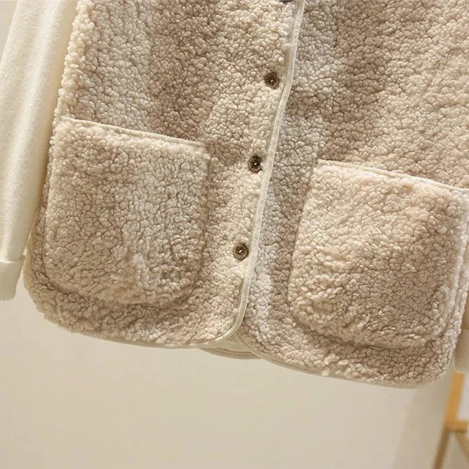 Lavinia | Women's Sherpa Button Front Cardigan Vest with Pockets