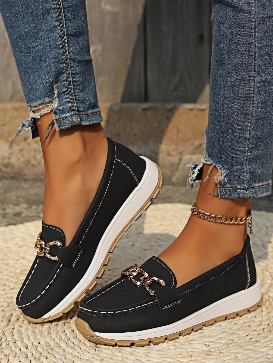 Lieke | Penny Loafers Dames Plateauzool Metalen Detail