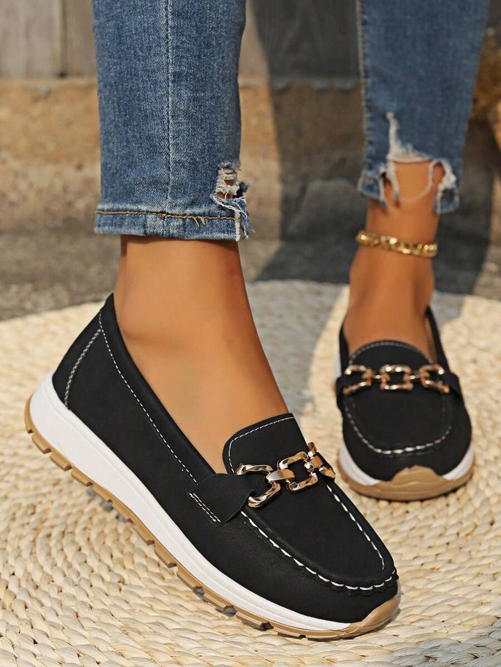 Lieke | Penny Loafers Dames Plateauzool Metalen Detail