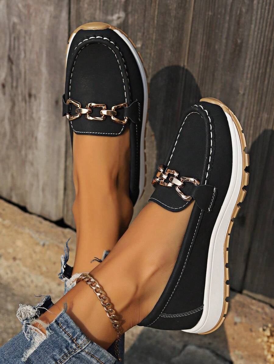Lieke | Penny Loafers Dames Plateauzool Metalen Detail