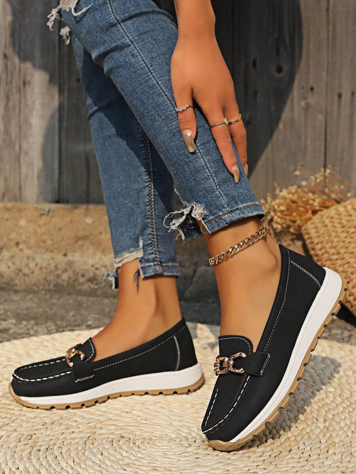 Lieke | Penny Loafers Dames Plateauzool Metalen Detail