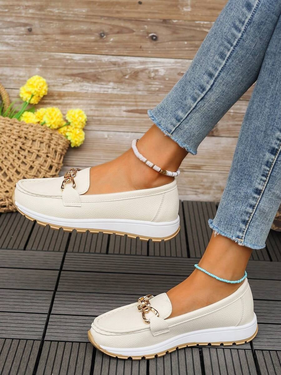 Lieke | Penny Loafers Dames Plateauzool Metalen Detail