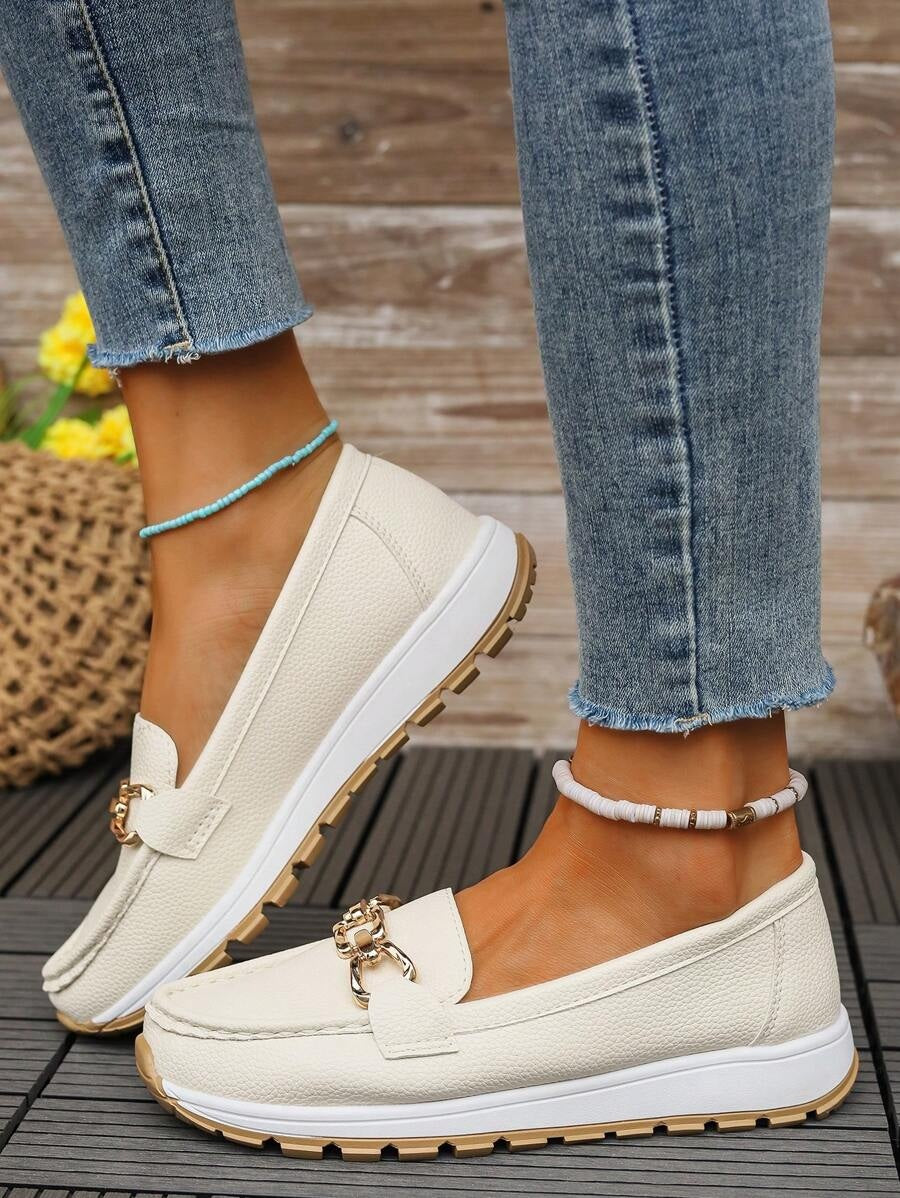 Lieke | Penny Loafers Dames Plateauzool Metalen Detail