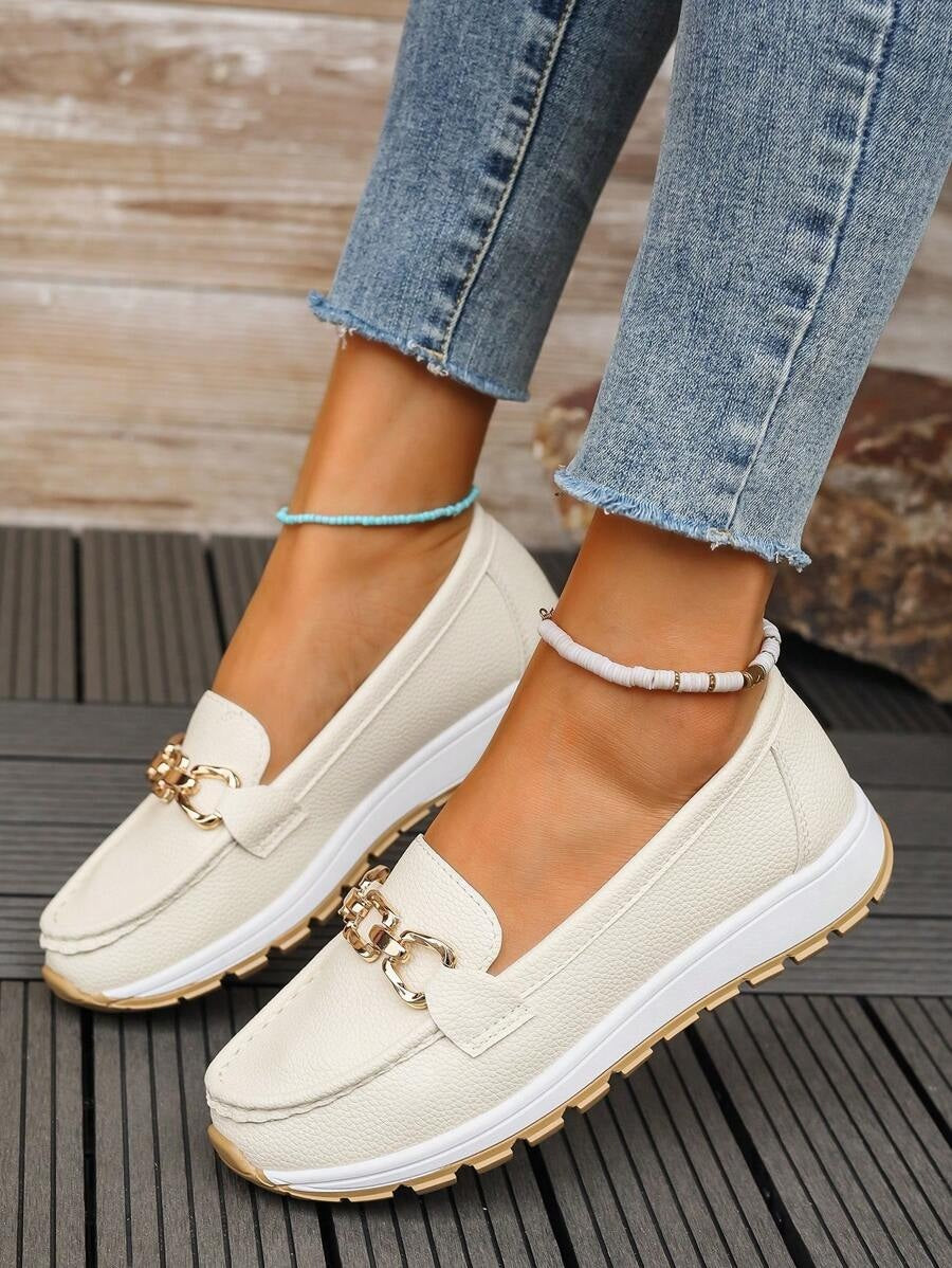 Lieke | Penny Loafers Dames Plateauzool Metalen Detail