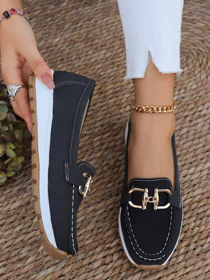 Lieke | Penny Loafers Dames Plateauzool Metalen Detail