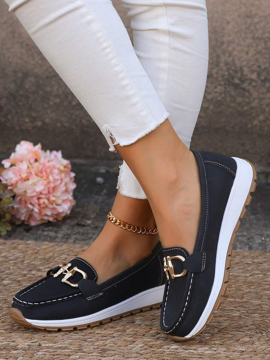 Lieke | Penny Loafers Dames Plateauzool Metalen Detail