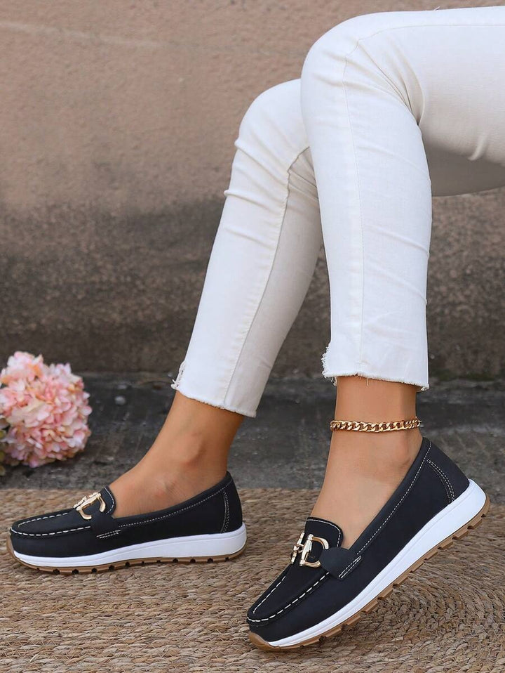 Lieke | Penny Loafers Dames Plateauzool Metalen Detail