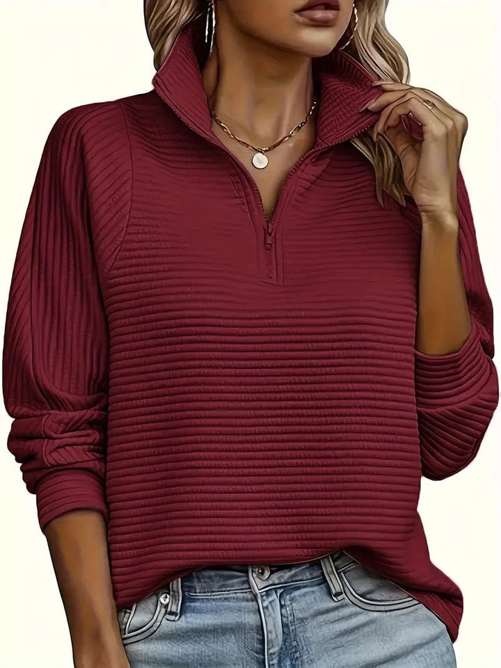Lieke | Quarter Zip Sweater Dames Ribgebreid