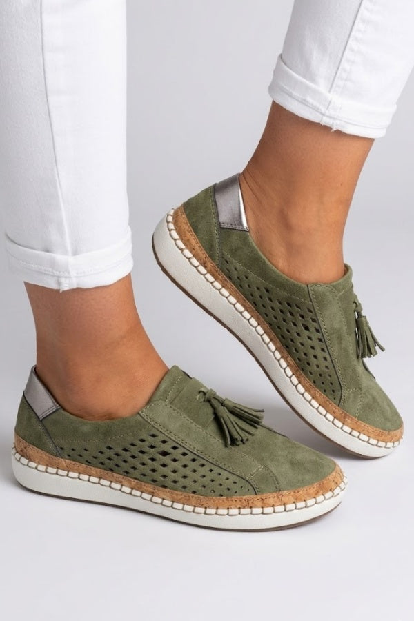 Lieke | Sneakers Dames Slip-On Suède Instapper met Kwastje