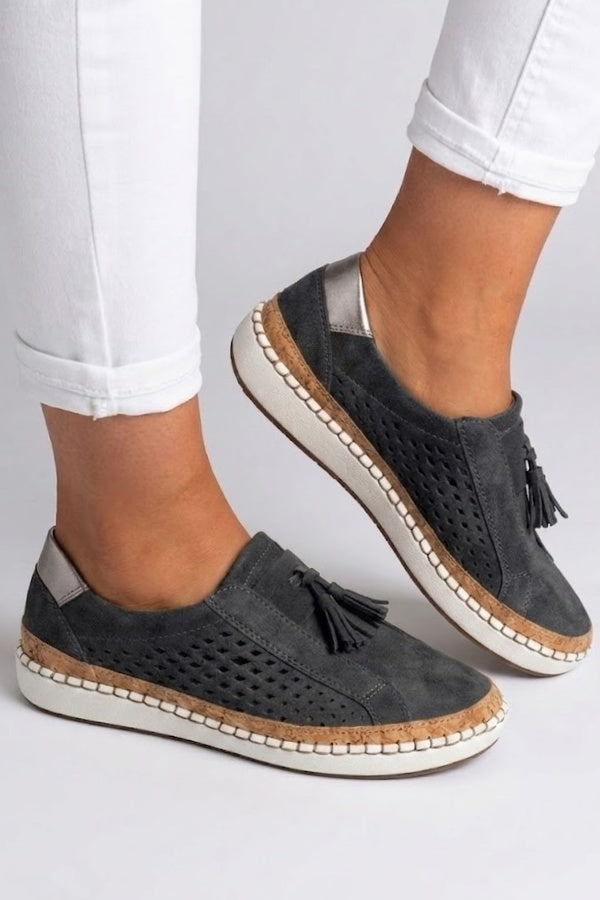 Lieke | Sneakers Dames Slip-On Suède Instapper met Kwastje