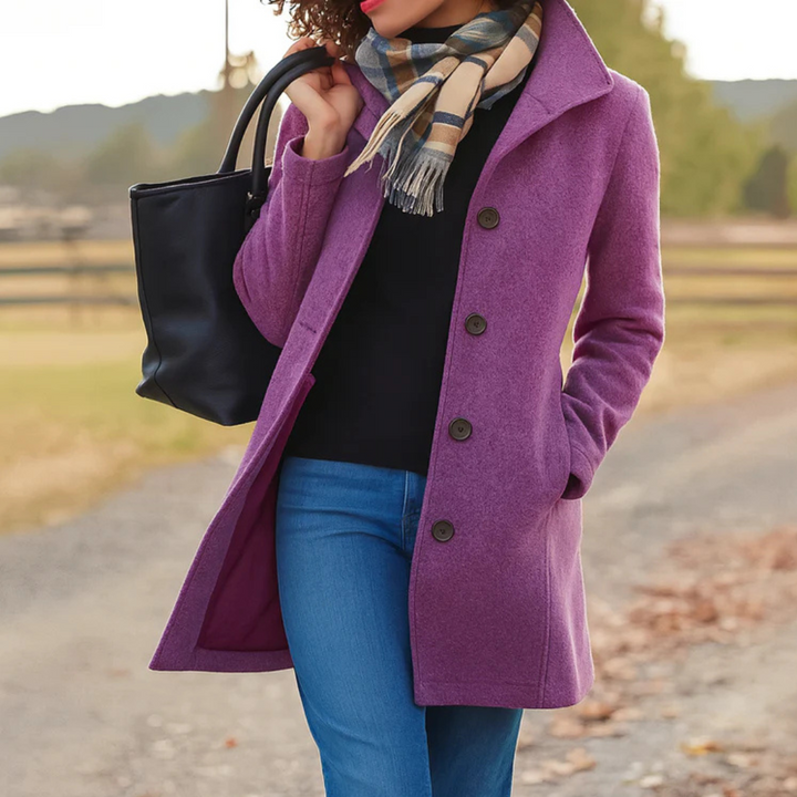 Lieke | Wollen Jas Dames Knoopsluiting Midi