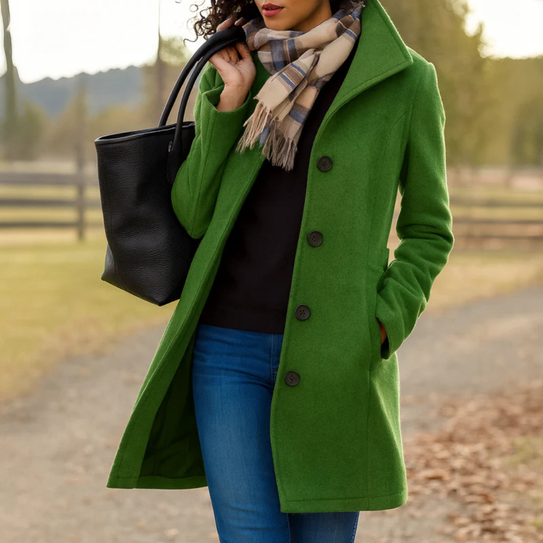 Lieke | Wollen Jas Dames Knoopsluiting Midi