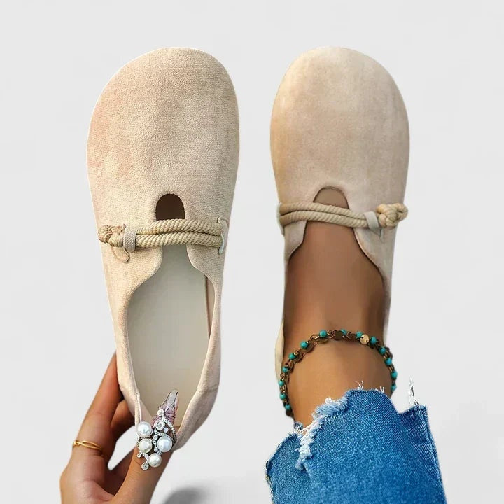 Linda | Penny Loafers Dames Suède Touwdetail Platte Zool