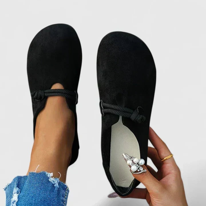 Linda | Penny Loafers Dames Suède Touwdetail Platte Zool