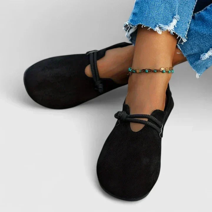 Linda | Penny Loafers Dames Suède Touwdetail Platte Zool