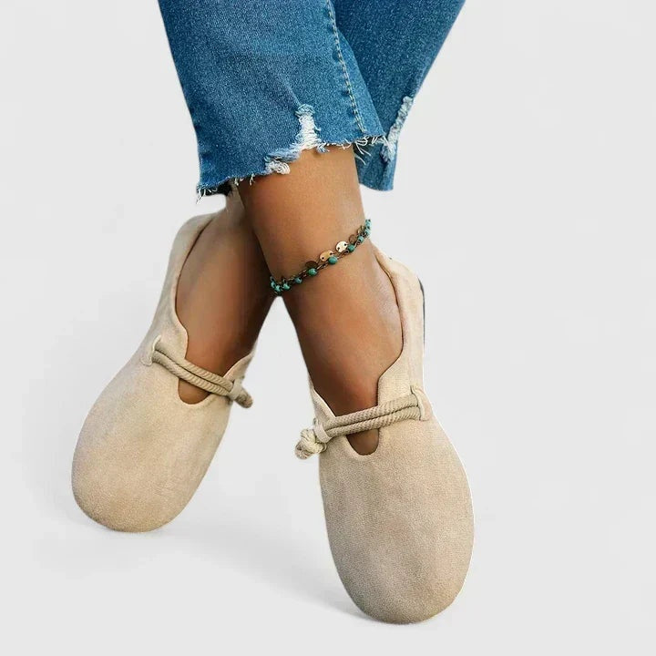 Linda | Penny Loafers Dames Suède Touwdetail Platte Zool