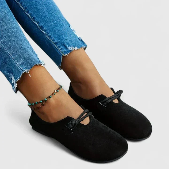 Linda | Penny Loafers Dames Suède Touwdetail Platte Zool
