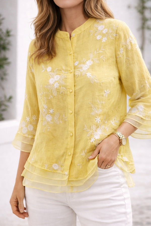 Lotte | Blouses Dames Geborduurde Blouse Lange Mouw
